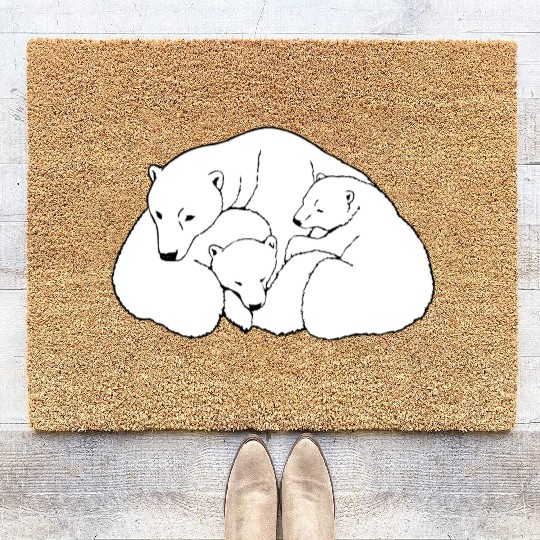 Polar Bear w. Cubs Twins Coir Doormats