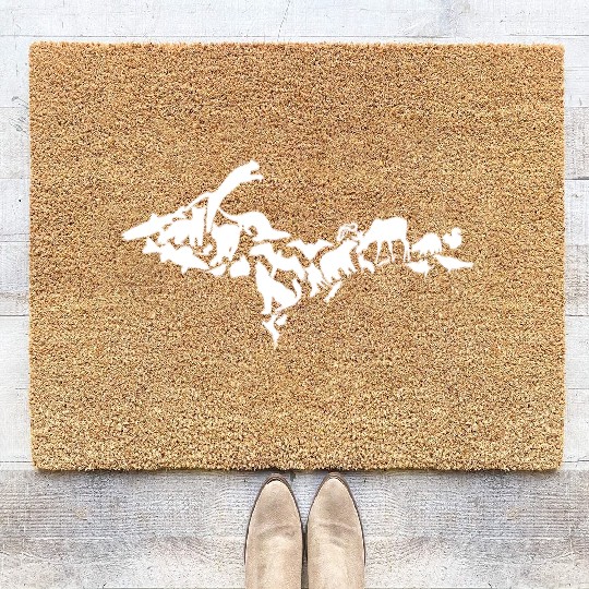 UP animals in white Coir Doormats