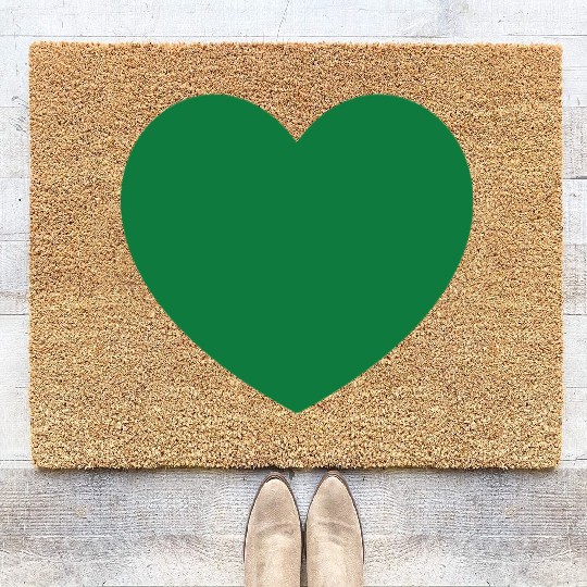 Dark Green Heart Coir Doormats