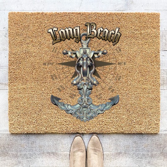 Long Beach Anchor Nautical Sailing Boat Summer Coir Doormats