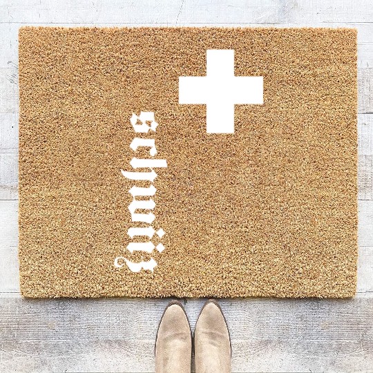Fan Swiss Cross Switzerland New Coir Doormats