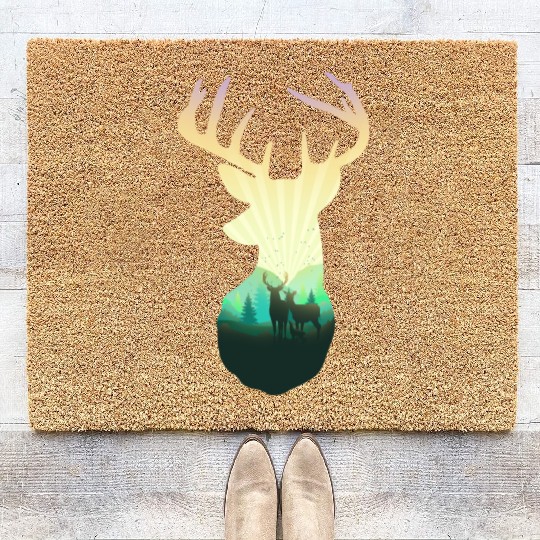 Deer Family In The Forest Unisex Cool Coir Doormats