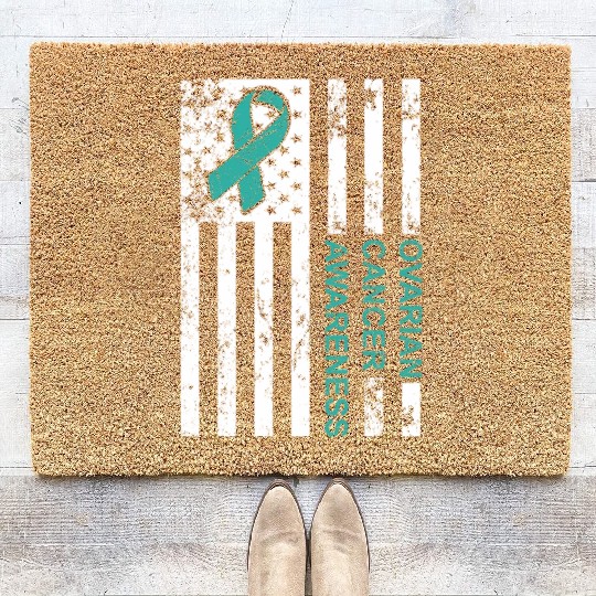 USA Flag Ovarian Cancer Awareness Coir Doormats
