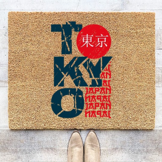 Tokyo japan Coir Doormats stamp lettering.