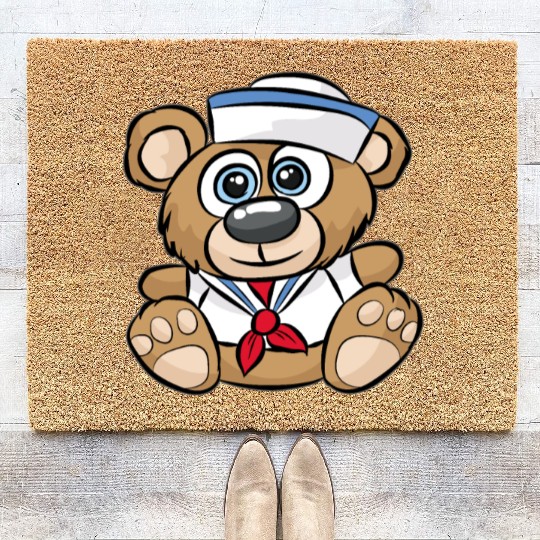 SAILOR TEDDY BEAR captain crew sail boat nautical Coir Doormats