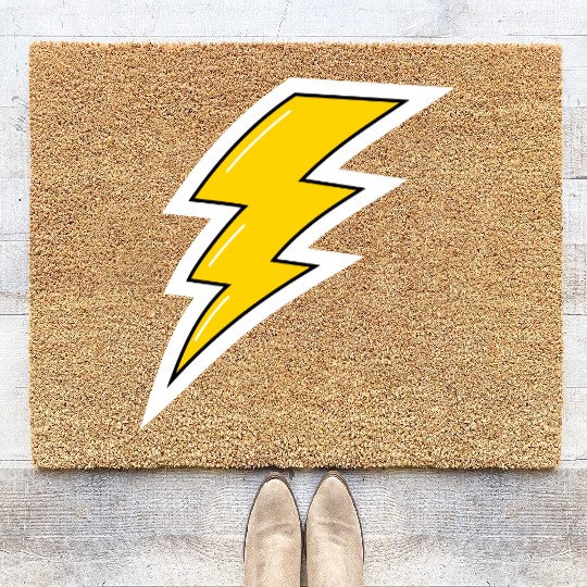 Yellow Lightning, lightning bolt Coir Doormats