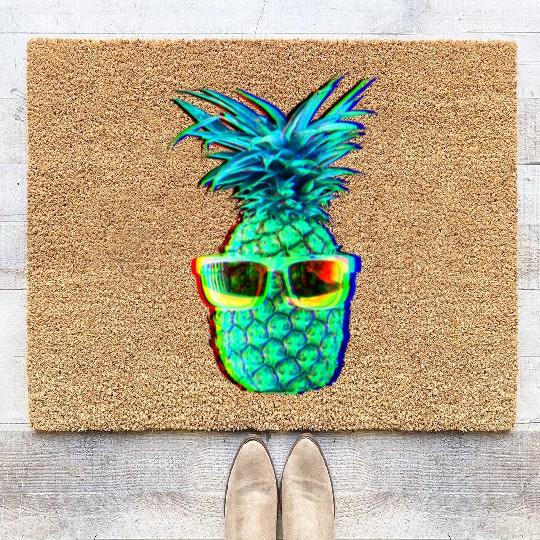 EDM Pineapple EDM Trippy Neon Rave Coir Doormats