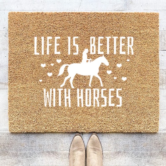 Horseback Horse Equestrian Coir Doormats