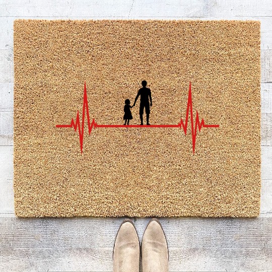 pulse heartbeat frequency dad father and daughter Coir Doormats
