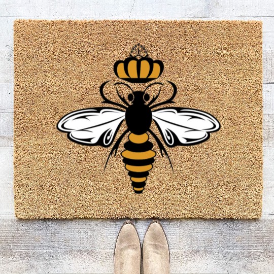 Queen Bee with Crown Motif Coir Doormats