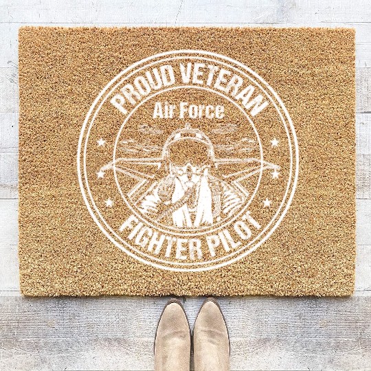 Proud Air Force Veteran Fighter Pilot design Coir Doormats