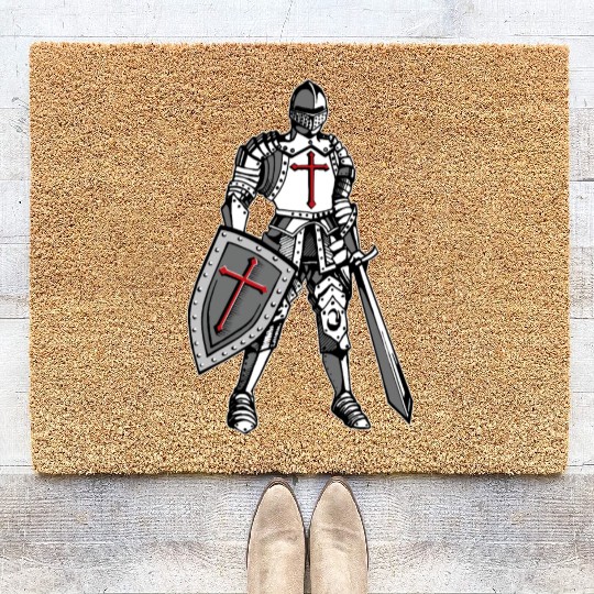 Knights Templar Crusader Cross Armor Coir Doormats