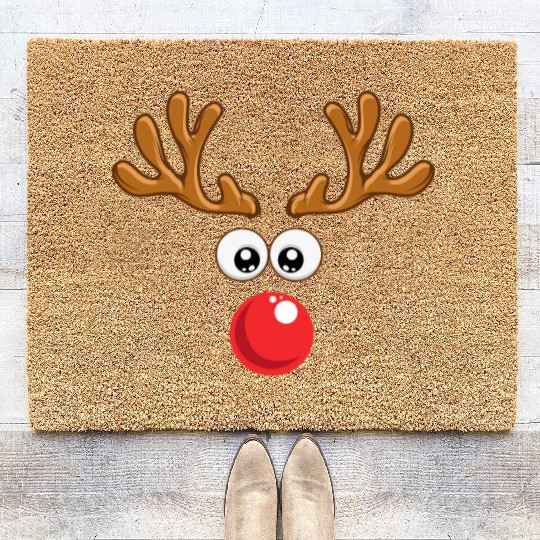Christmas Rudolph reindeer winter nature gift Coir Doormats
