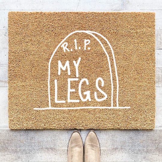 Gravestone RIP My legs gym Coir Doormats