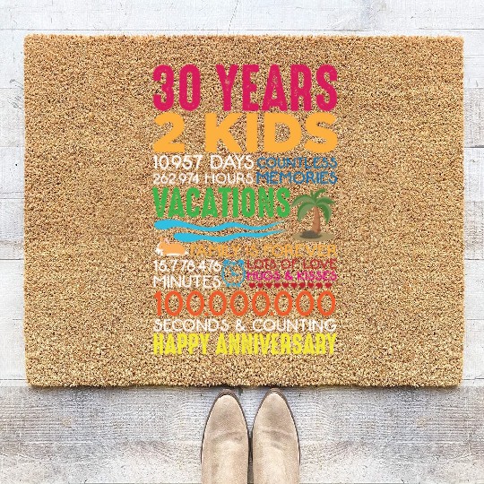 30 years Wedding Anniversary 2 kids Parents Coir Doormats