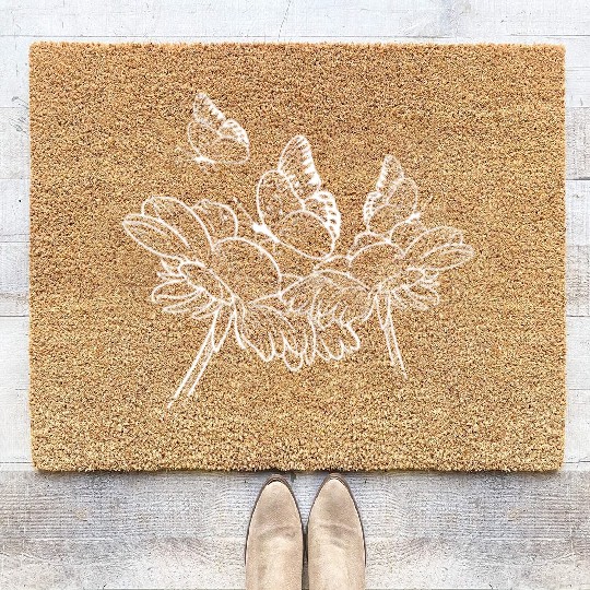 Flower butterfly Nature Lover Gift Coir Doormats