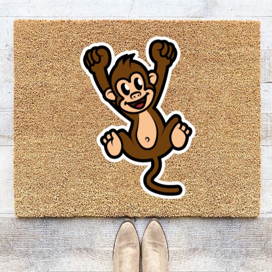Brown Monkey - Cartoon Animals - Cartoon Island Coir Doormats