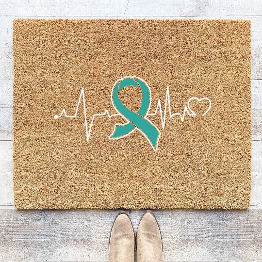 Heart beat- Ovarian Cancer Awareness Coir Doormats