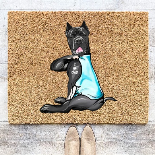 Cane Corso Tattoos I Love Dad Sitting Gift Father Coir Doormats