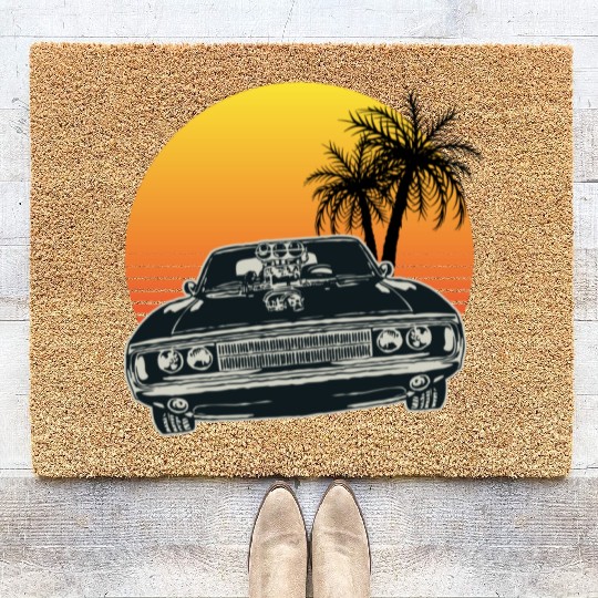 Muscle Car Sunset Coir Doormats