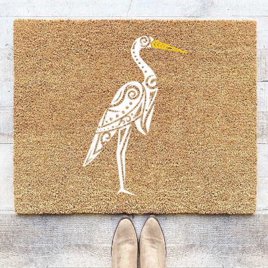 Maori Kotuku White Heron Polynesian T Tattoo Coir Doormats