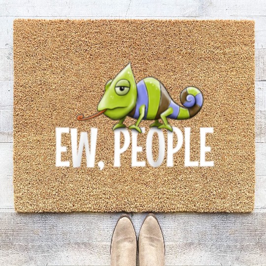 Grumpy Chameleon Lovers Sarcastic Joke Ew People Coir Doormats