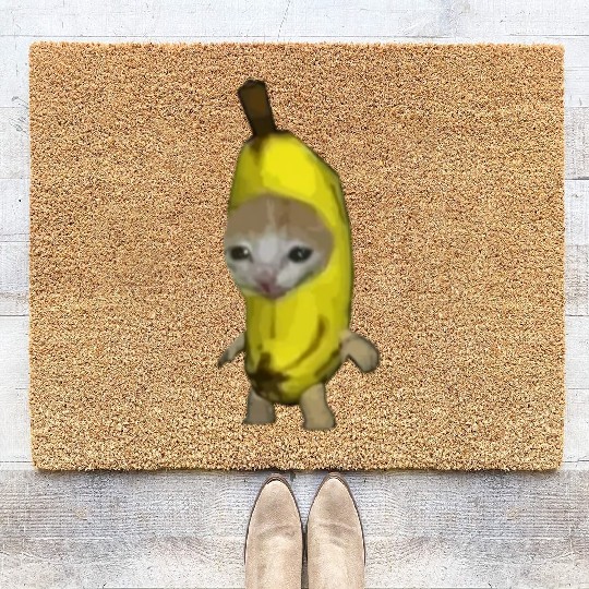 Banana Cat Funny Meme Gift Coir Doormats