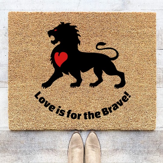 love for brave lion Coir Doormats