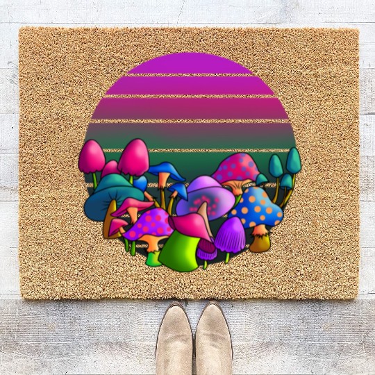 de and Seek Challenge Accepted Fungi Mushroom Coir Doormats