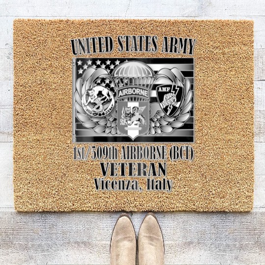 1 509th Airborne BCT Veteran Back Design Coir Doormats