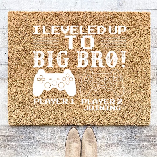 I Level Up To Big Bro Gamer Brother Coir Doormats