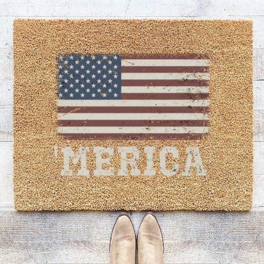 Merica Vintage Usa Flag Coir Doormats