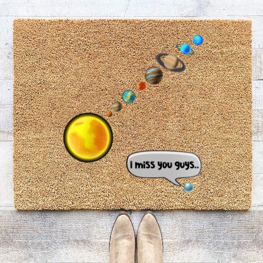 Funny Pluto and Solar System Space Science Gift Coir Doormats