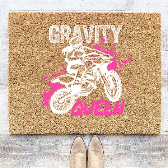 Gravity Queen, Dirt Bike Rider, Womens Coir Doormats,
