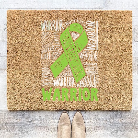 Non-Hodgkins Lymphoma Warrior Lime Green Awareness Coir Doormats
