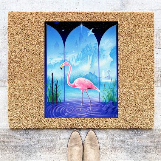 Cosmic Flamingo Coir Doormats