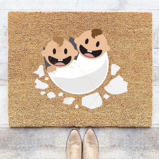 Baby Hatching Twins Newborn Funny Gift Idea Coir Doormats