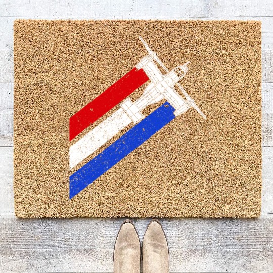 V-22 Osprey Helicopter Red White Blue Contrails Coir Doormats