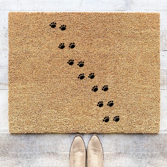 Cat Paw Prints (Black) Coir Doormats