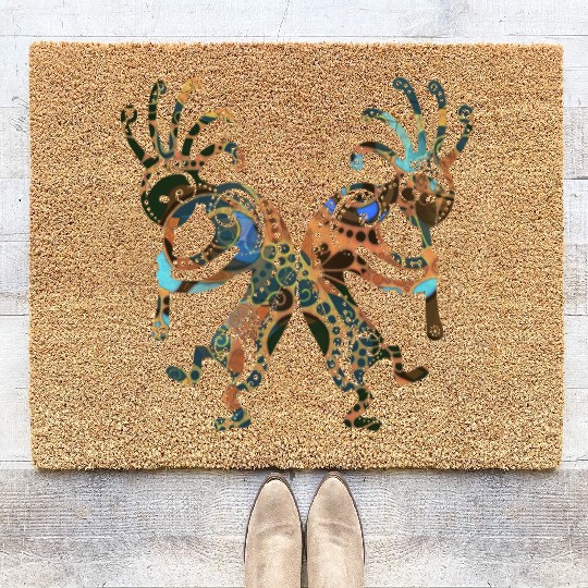 Native American - Kokopelli Duo with Ornaments 3 Coir Doormats
