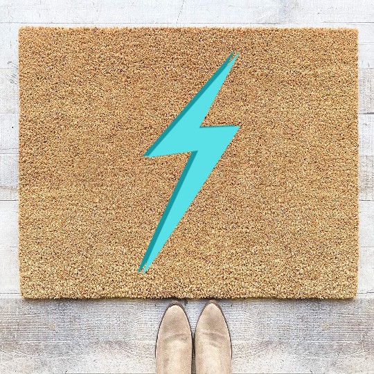 Lightning Bolt Blue Coir Doormats