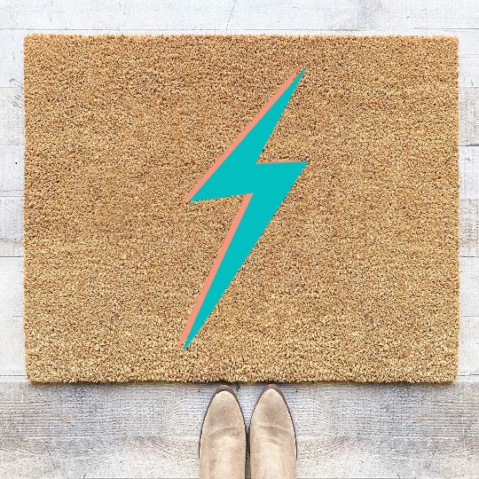 double Lightning Bolt Pink And Blue Coir Doormats