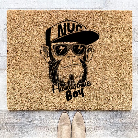 Handsome boy Monkey Handsome Cool Boy Coir Doormats