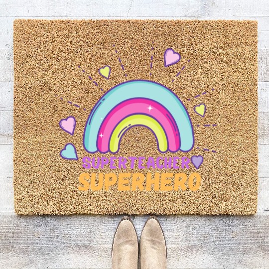 Superteacher Superhero Funny Teacher Coir Doormats