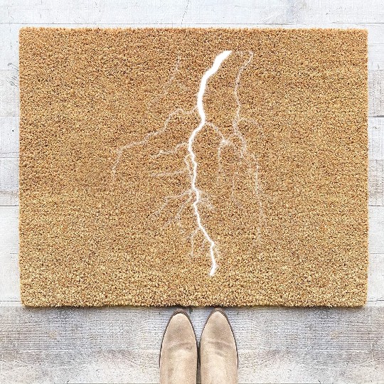 Thunder Storm Design Lightning Bolt Coir Doormats