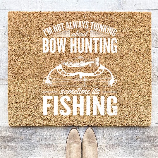 Trout Angler Bow & Arrow Hunter Deer Hunting Coir Doormats