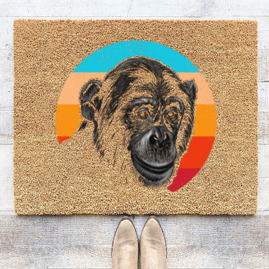 Vintage Chimpanzee Face Gorilla Monkey Lover Coir Doormats