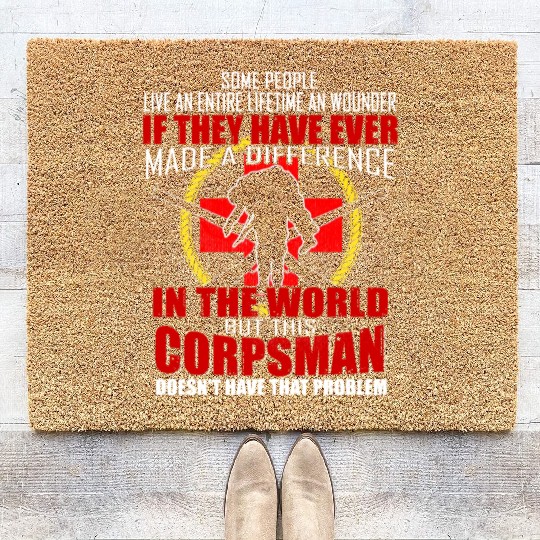 Devil US Navy Corpsman DOC Badass Army Veteran Coir Doormats