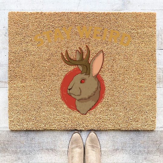 Stay Weird Cryptozoology Cryptid Jackalope product Coir Doormats