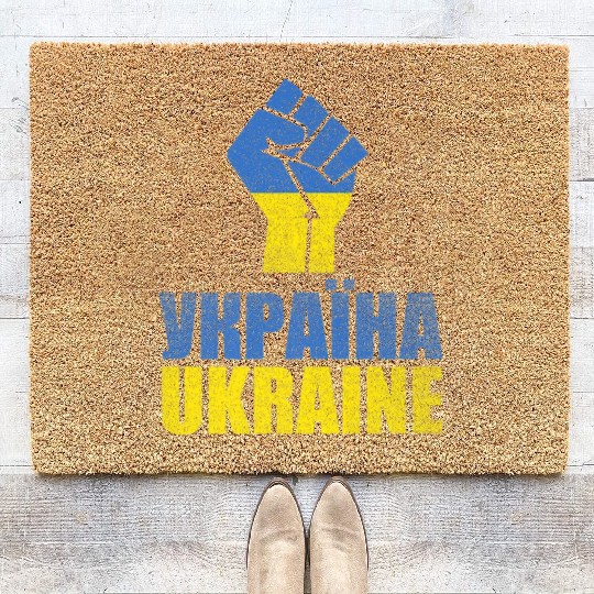 Free Ukraine Stand With Ukraine Support Coir Doormats